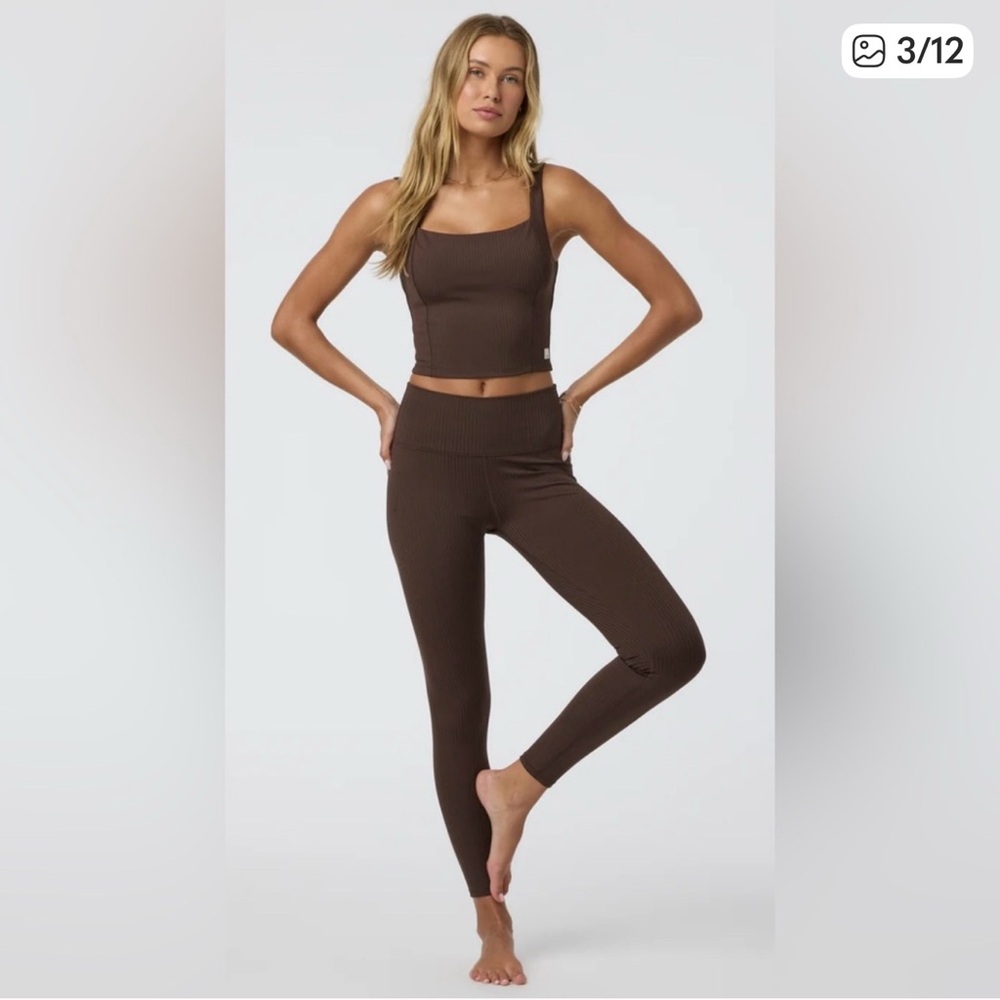 Brown Ribbed Tank inversion ribbed tan Vuori